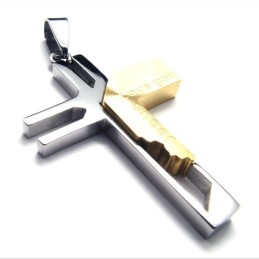 Love You Jesus Cross Titanium Pendant (Golden)