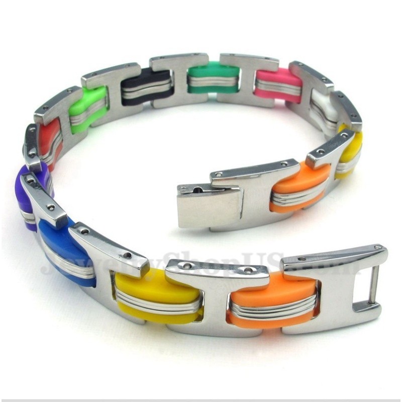 Men's Titanium Colorful Rubber Bracelet Men's Titanium Colorful Rubber Bracelet