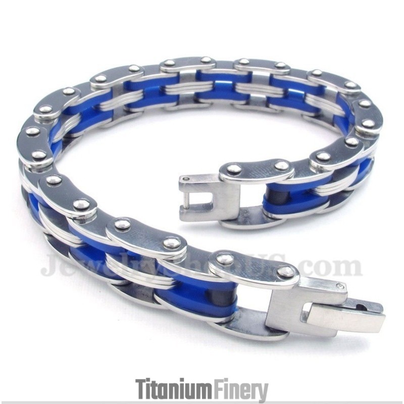 Men's Titanium Blue Rubber Bracelet Men's Titanium Blue Rubber Bracelet