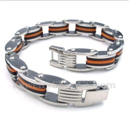 Men's Titanium Orange Black Rubber Bracelet