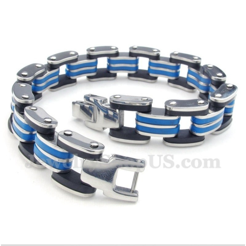 Men's Titanium Blue Black Rubber Bracelet Men's Titanium Blue Black Rubber Bracelet
