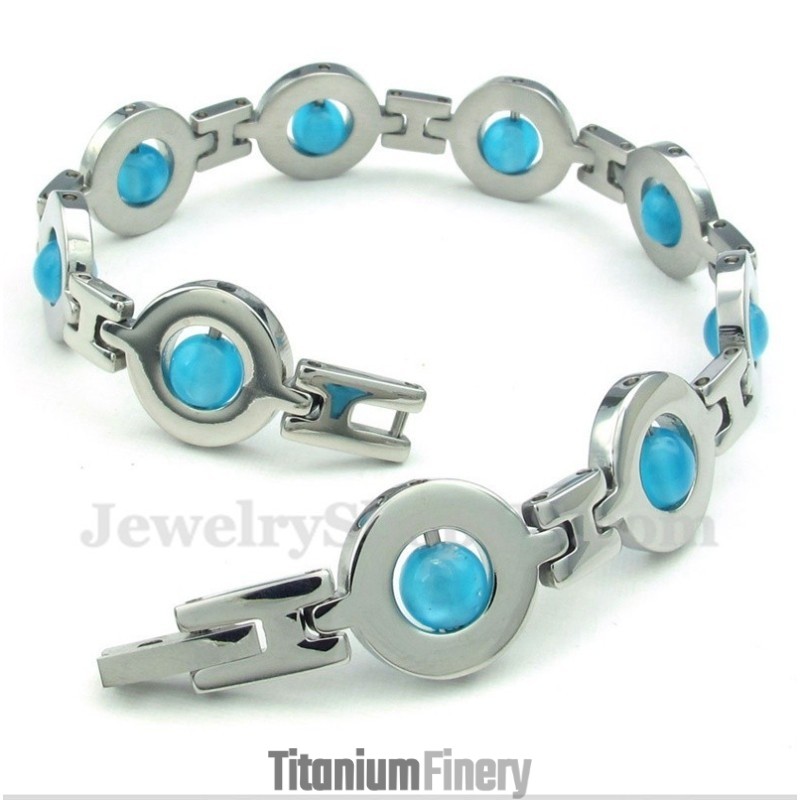 Men's Titanium Blue Round Beads Bracelet Men's Titanium Blue Round Beads Bracelet
