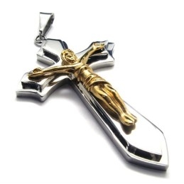 Two Layers Cross Titanium Pendant (Gloden)