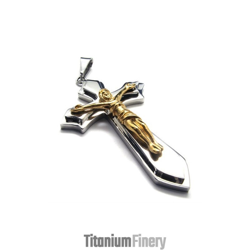 Two Layers Cross Titanium Pendant (Gloden) Two Layers Cross Titanium Pendant (Gloden)