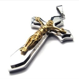 Two Layers Cross Titanium Pendant (Gloden)