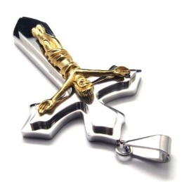Two Layers Cross Titanium Pendant (Gloden)