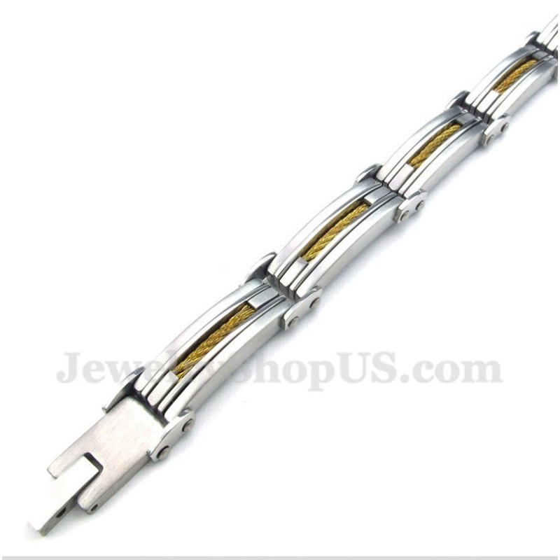 Men's Titanium Gold Cable Bracelet Men's Titanium Gold Cable Bracelet