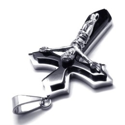 Two Layers Cross Titanium Pendant (Silver)