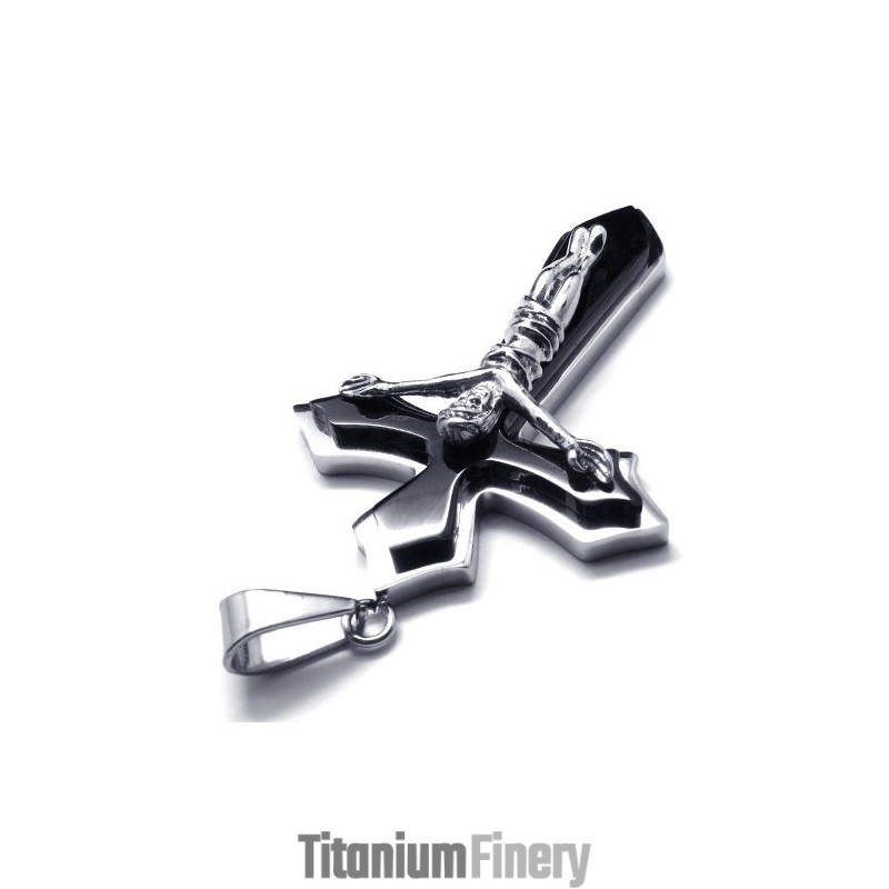 Two Layers Cross Titanium Pendant (Silver) Two Layers Cross Titanium Pendant (Silver)