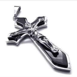 Two Layers Cross Titanium Pendant (Silver)