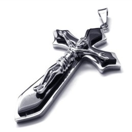 Two Layers Cross Titanium Pendant (Silver)