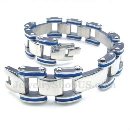 Men's Titanium Blue Rubber Bracelet