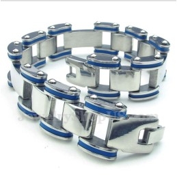 Men's Titanium Blue Rubber Bracelet