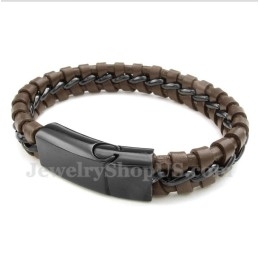 Men's Titanium Leather Bracelet