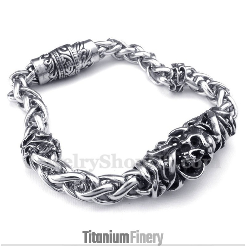 Men's Titanium Casted Skull Bracelet