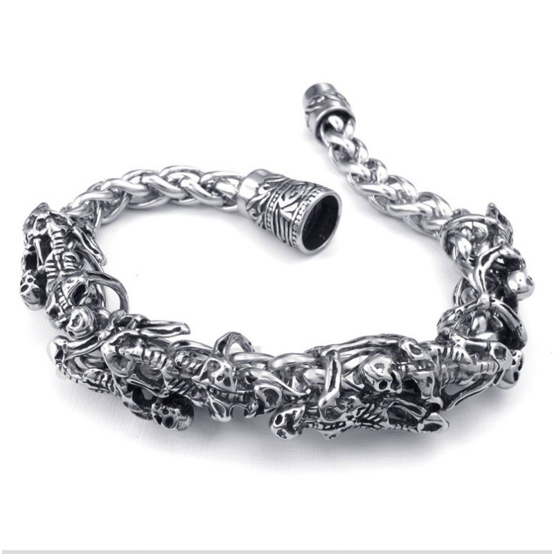 Men's Titanium Casted Skull Bracelet