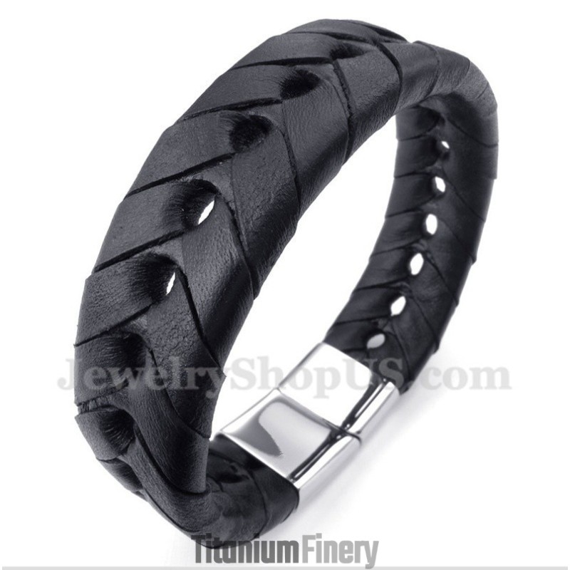 Men's Titanium Leather Bracelet Men's Titanium Leather Bracelet