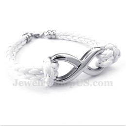 Men's Titanium Infinity Symbol Leather Bracelet