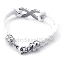 Men's Titanium Infinity Symbol Leather Bracelet