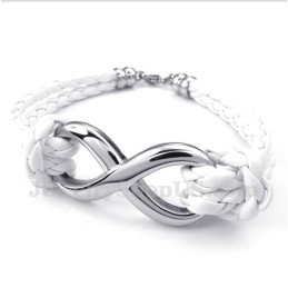Men's Titanium Infinity Symbol Leather Bracelet