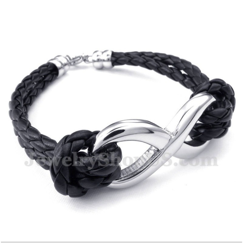 Men's Titanium Infinity Symbol Leather Bracelet Men's Titanium Infinity Symbol Leather Bracelet