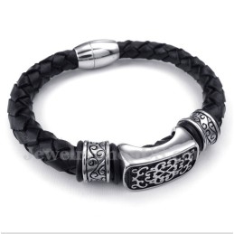 Men's Titanium Leather Bracelet
