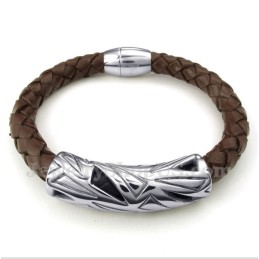 Men's Titanium Leather Bracelet