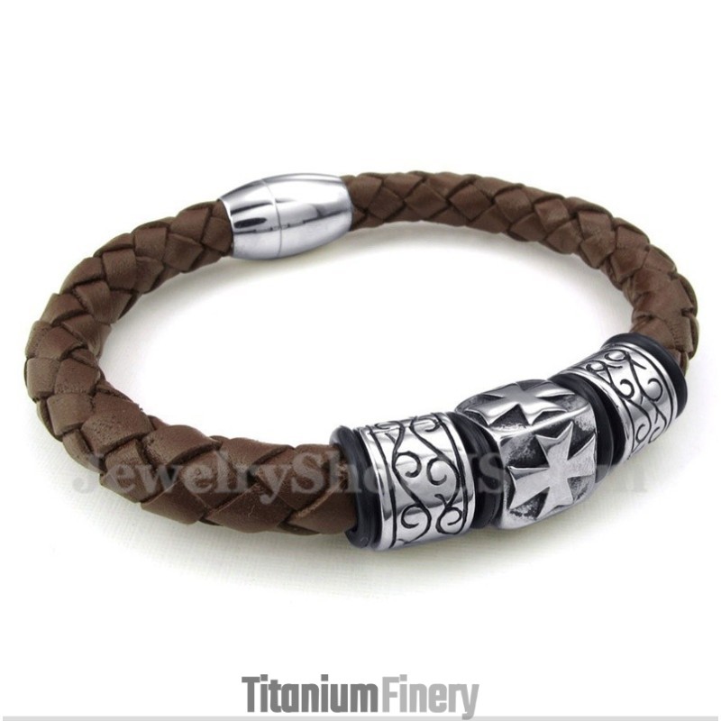 Men's Titanium Leather Bracelet Men's Titanium Leather Bracelet