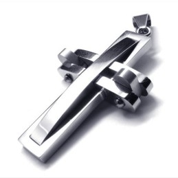 Rotatable Cross Titanium Pendant