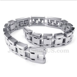 Men's Titanium Greek Meander Pattern Bracelet