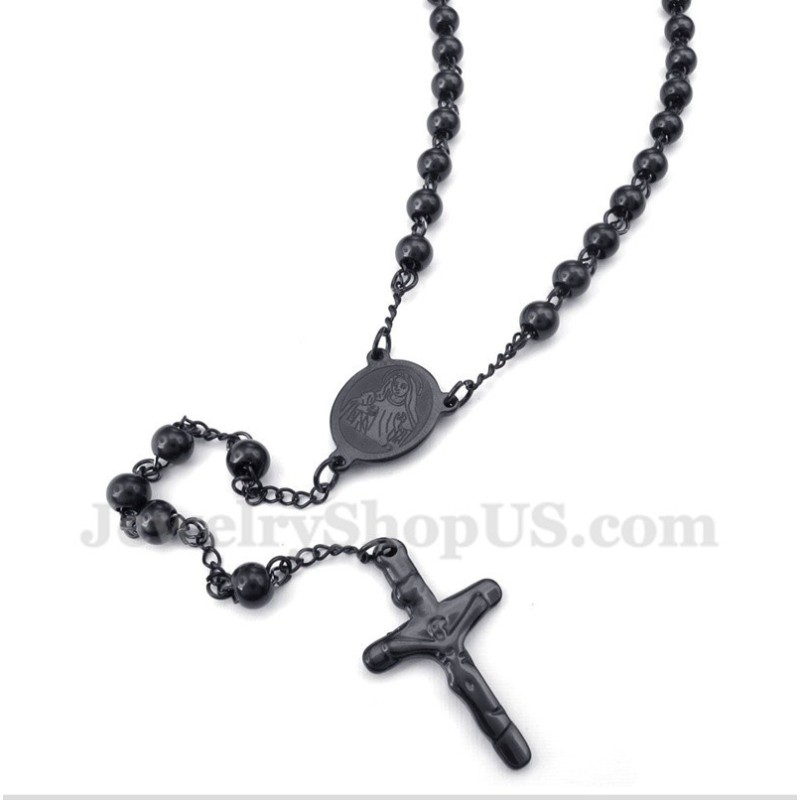 Men's Titanium Black Jesus Necklace Men's Titanium Black Jesus Necklace