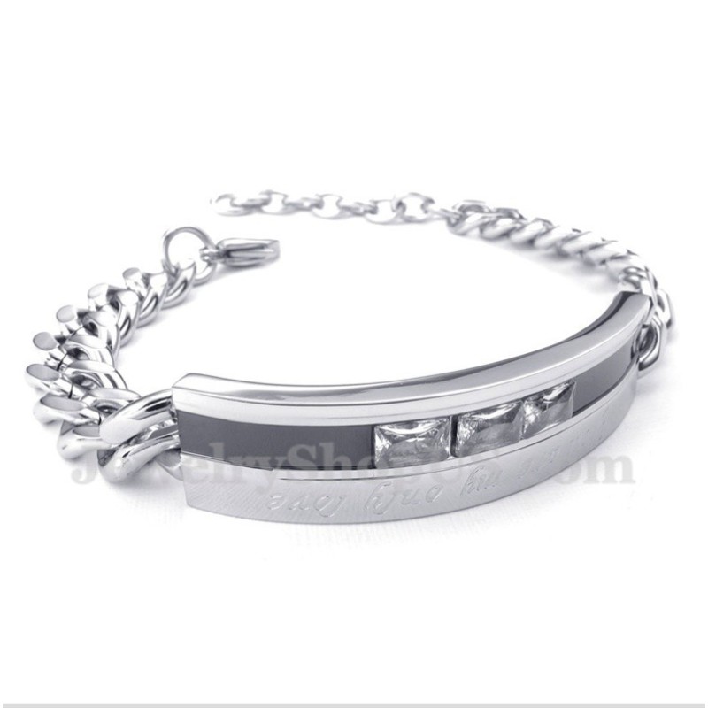 Men's Titanium Black Crystal Mens Couple'S Bracelet Men's Titanium Black Crystal Mens Couple'S Bracelet
