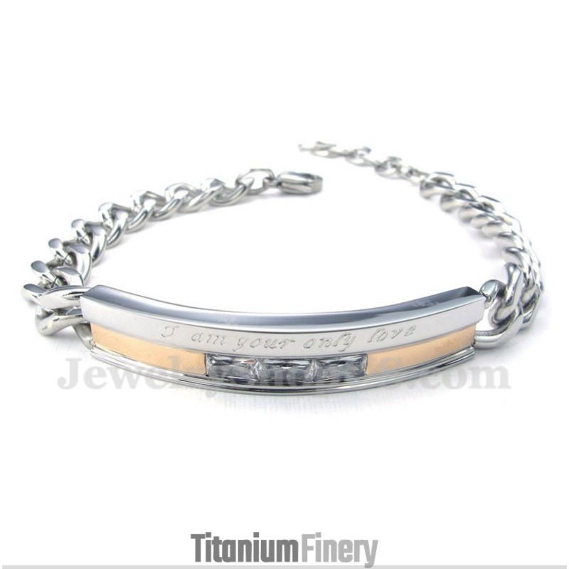 WoMen's Titanium Crystal Couple'S Bracelet