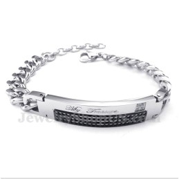 Men's Titanium Black Diamond Mens Couple'S Bracelet