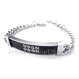 Men's Titanium Black Diamond Mens Couple'S Bracelet