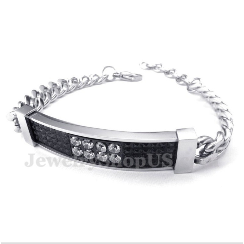 Men's Titanium Black Diamond Mens Couple'S Bracelet Men's Titanium Black Diamond Mens Couple'S Bracelet