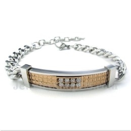 WoMen's Titanium Gold Diamond Couple'S Bracelet
