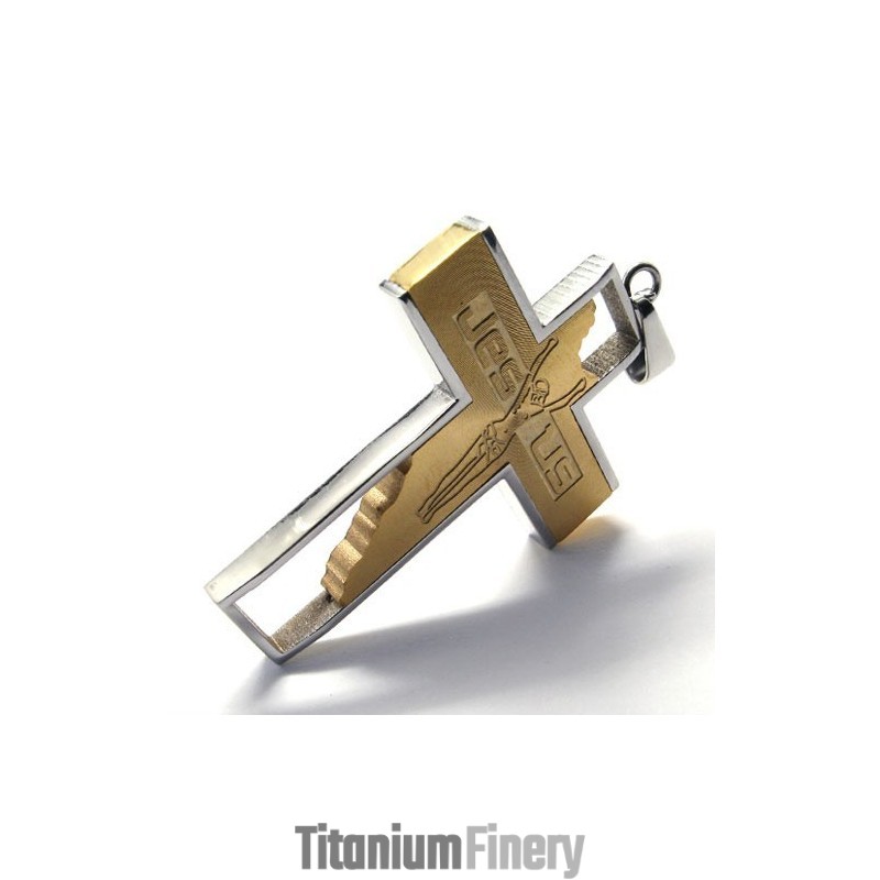 Jesus Cross Titanium Pendant (Golden) Jesus Cross Titanium Pendant (Golden)