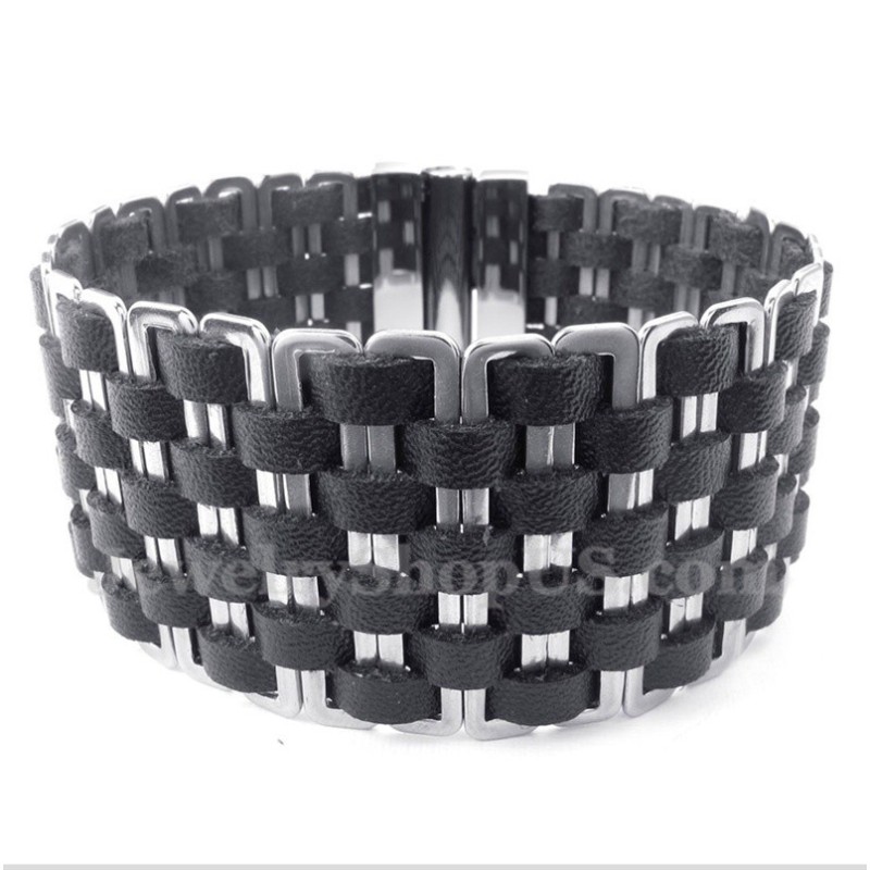 Men's Leather Titanium Bracelet Men's Leather Titanium Bracelet