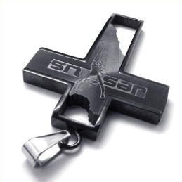 Jesus Cross Titanium Pendant (Black)