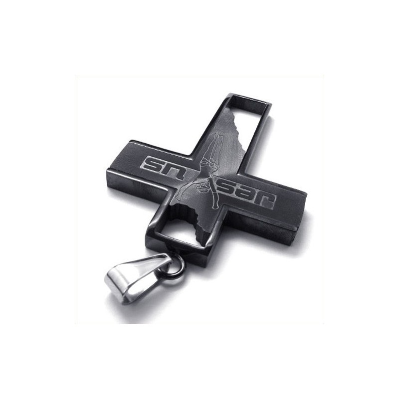 Jesus Cross Titanium Pendant (Black) Jesus Cross Titanium Pendant (Black)