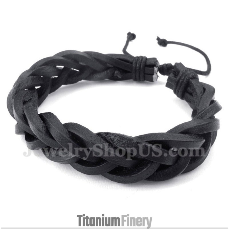 Men's Leather Titanium Bracelet
