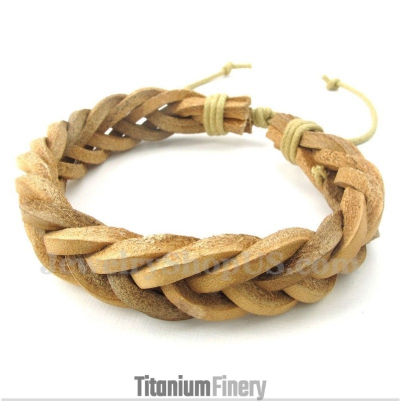 Men's Leather Titanium Bracelet