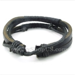 Men's Leather Titanium Bracelet