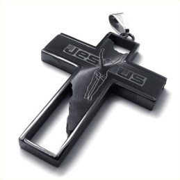 Jesus Cross Titanium Pendant (Black)