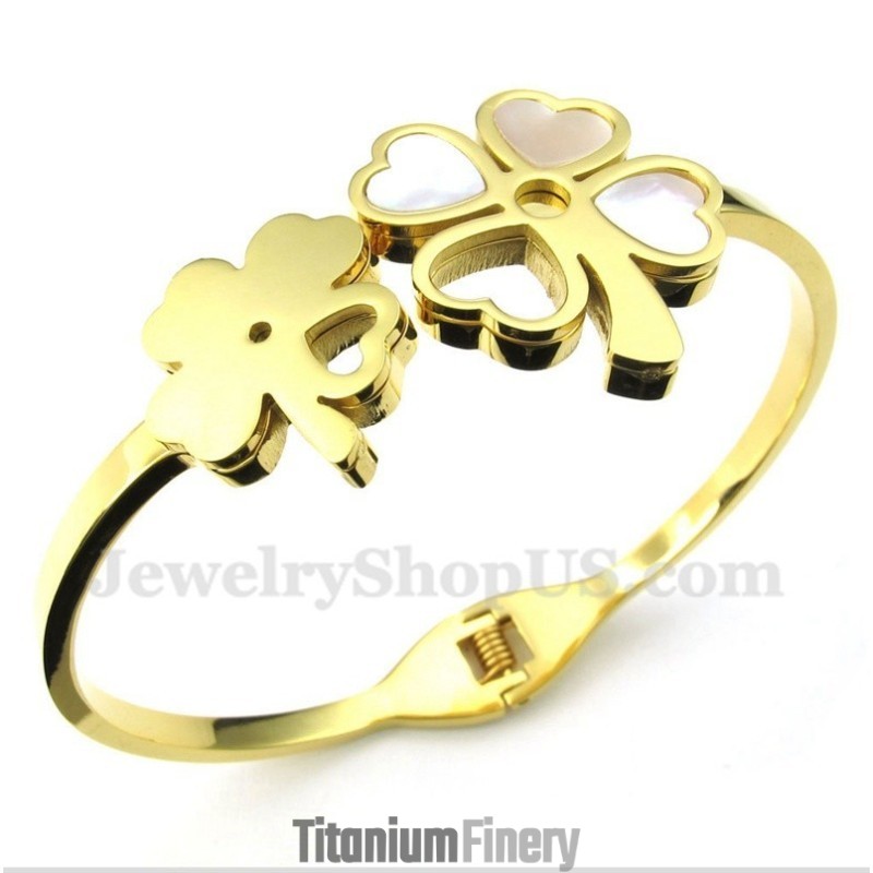 Men's Titanium Gold Clover Bracelet Men's Titanium Gold Clover Bracelet