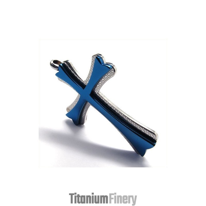 New Style Cross Titanium Pendant (Blue) New Style Cross Titanium Pendant (Blue)