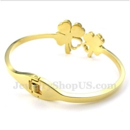 Men's Titanium Gold Clover Bracelet