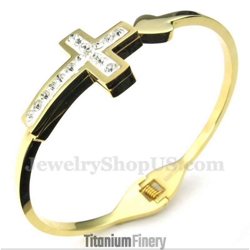 Men's Titanium Gold Cross Bracelet Men's Titanium Gold Cross Bracelet