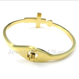 Men's Titanium Gold Cross Bracelet